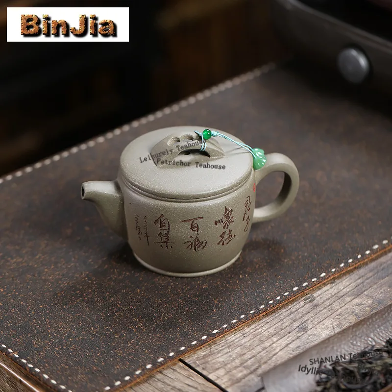 

250 мл Исин Фиолетовые глиняные чайники Известный горшок ручной работы большого калибра Сырая руда Живая секция Чайник для замачивания грязевого чая Чайный сервиз Zisha