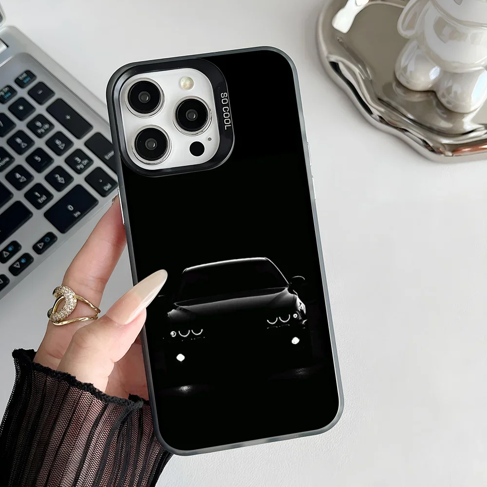 

Black Car phone case for iPhone 16 15 14 13 12 11 Pro/ Max/Plus shock-proof rear cover anti-fingerprint
