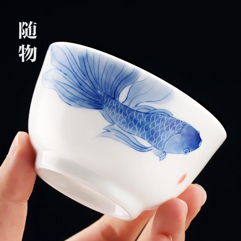 Blue And Master White Porcelain Kung Fu Tea Single Cup, Personal ExclusivE Jingdezhen CeramiC