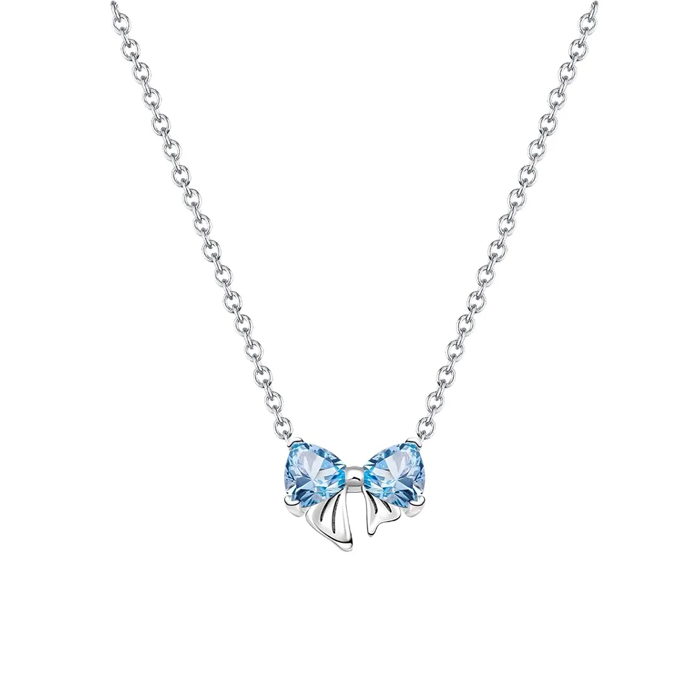 Original 925 Sterling Silver Charms Pendant Blue Bow Set