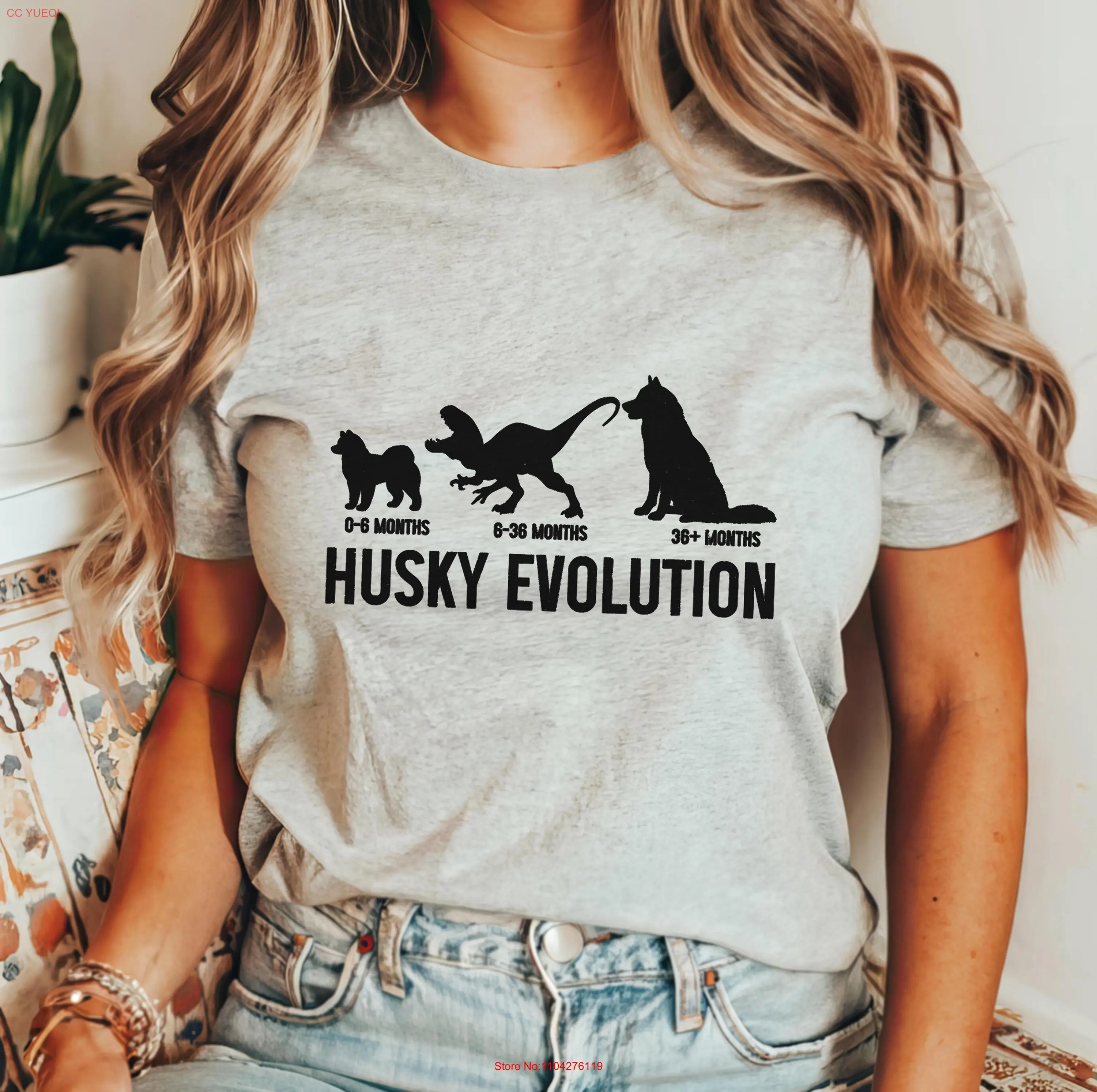 Husky T Shirt Funny Siberian Evolution Mom Dad s Dog Owner long or short sleeves