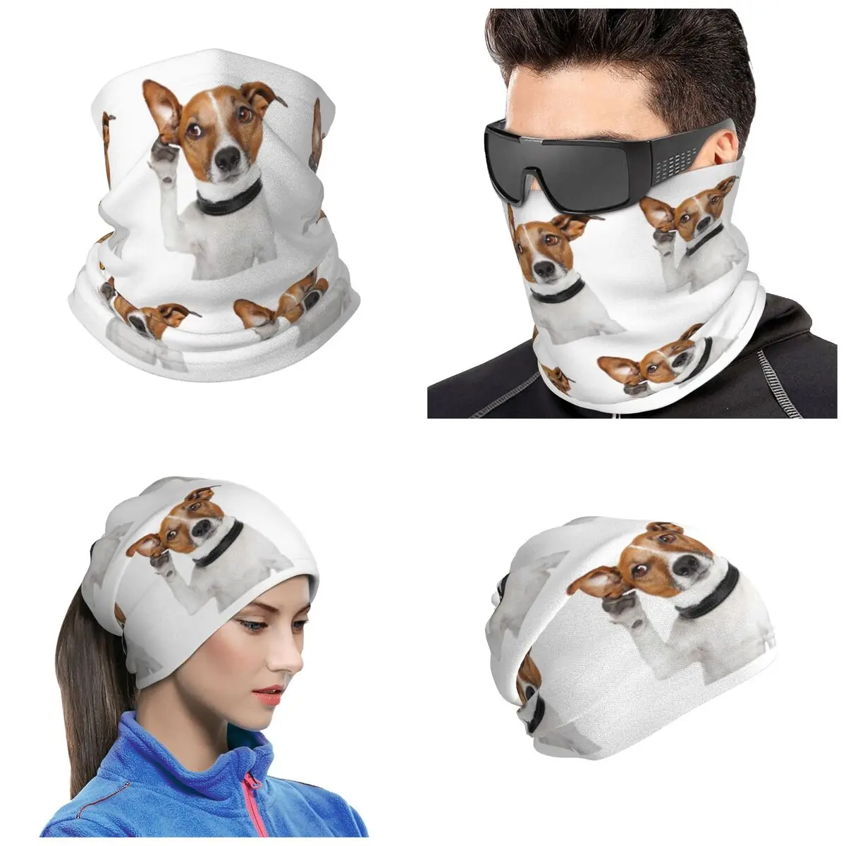 Jack Russell Terrier Dog Funny Bandana Neck Gaiter Printed Wrap Scarf Multi-use Balaclava Unisex Adult Winter