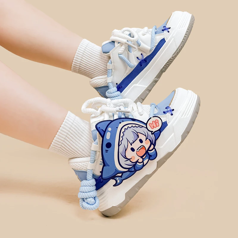 Amy and Michael Original Design Anime Cartoon Shark Shoes Adorable Girls Students Chunky Casual Sneakers Women Athletic Trainers