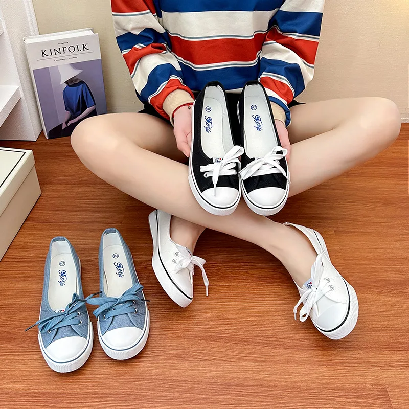 New 2024 Fashion High Quality Canvas Women Flat Shoes And Women's Spring Summer Shoes Women The Student Flat Casual Shoes