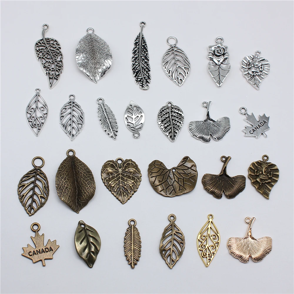 10 sztuk liść drzewa Charms wisiorek antyczny brąz srebrny kolor wisiorki DIY rzemiosło dokonywanie ustaleń ręcznie robiona biżuteria tybetańska