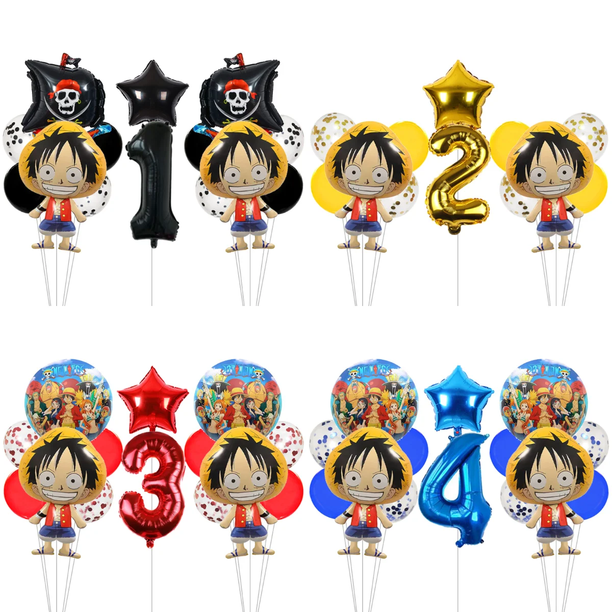

One Piece Anime Theme Happy Birthday Balloons Set for Fans Party Decoration and Background Layout