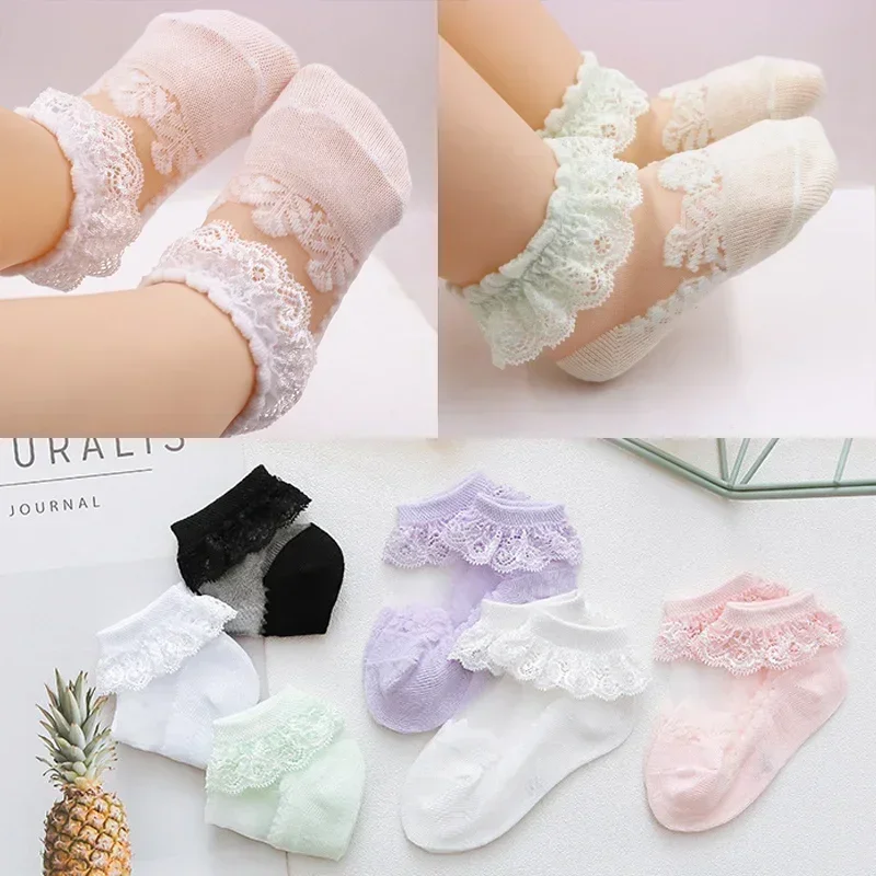 Sommer Mädchen Socken Spitze Blume Prinzessin Neugeborenen Baby Socken Baumwolle Durchsichtig Anti Slip Socken