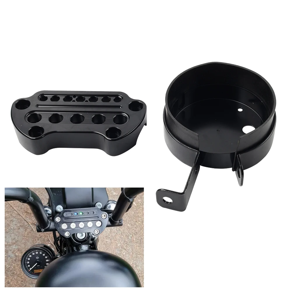 Motorcycle Side Speedometer Bracket Relocation Bracket Indicator Clamp Kit Black For Harley Davidson Sportster XL 883