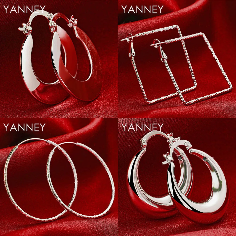 

925 Sterling Silver Delicate Twisted Square Earrings Women Party Jewelry Gift Charm Wedding Fashion Accessories
