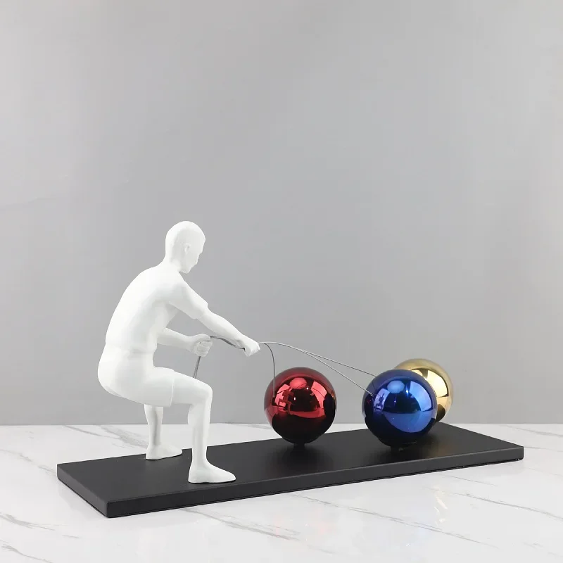 Creative Metal Rally Ball Sculpture Crafts, Modern Abstract Art Figure Decoration Ornaments, Home and Living Room Decoration