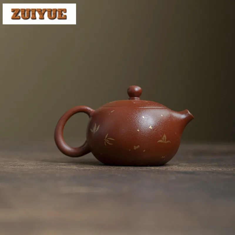 

210ml Purple Clay Xishi Sprinkle Gold Teapot Traditional Tea Infuser Pot Tea Maker Kettle With Filter For Tea Accessories Gift