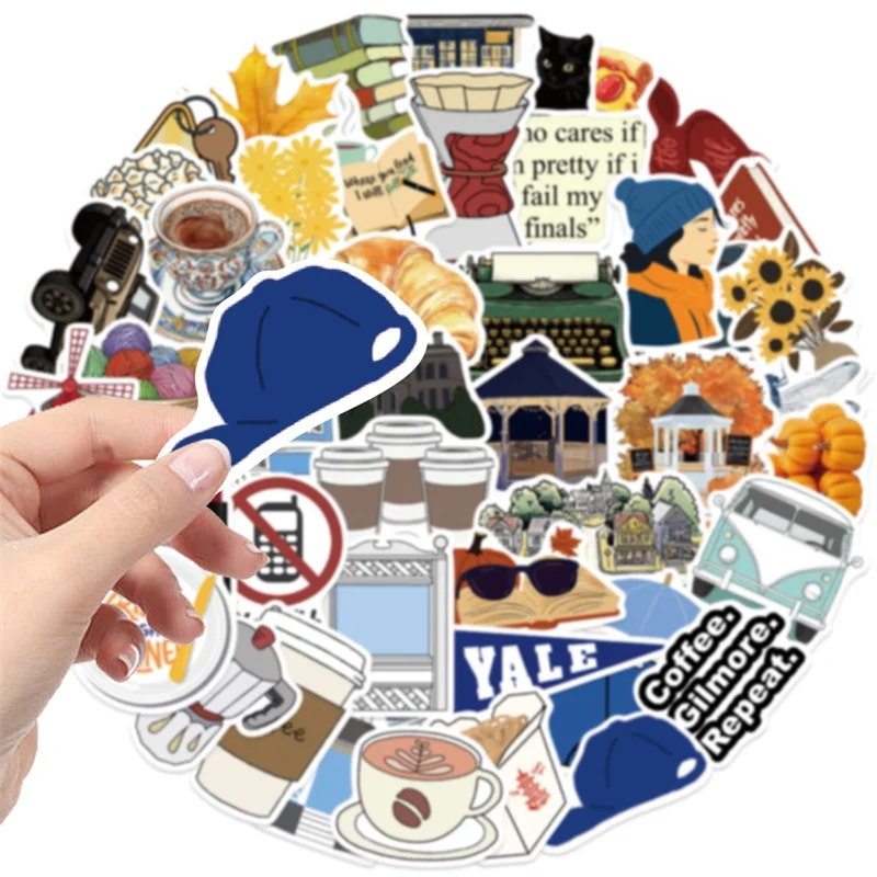 10/30/50PCS Kawaii Gilmore Kaffee PVC Klebrige Aufkleber Ästhetische DIY kinder Dekoration Scrapbooking Schule Liefert