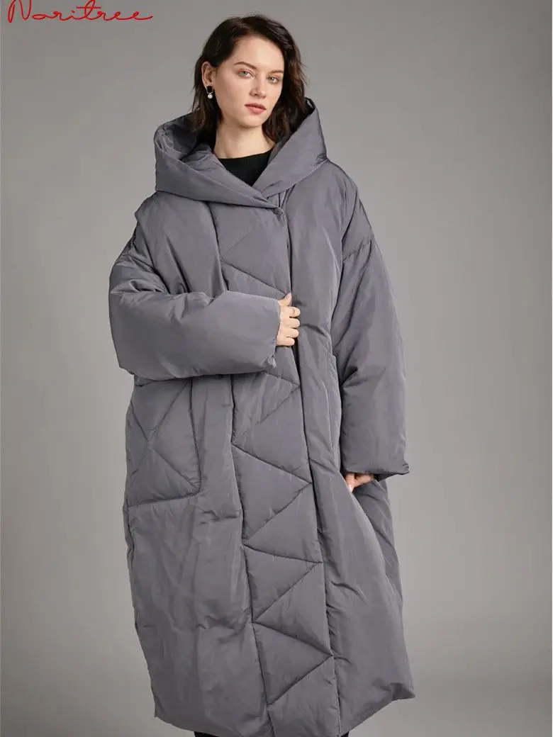 S- 7XL Winter Oversized Warm Duck Down Coat Female X-Long Down Warm Jacket Hooded Cocoon Style Thick Warm Parkas F192 Fit 110kg