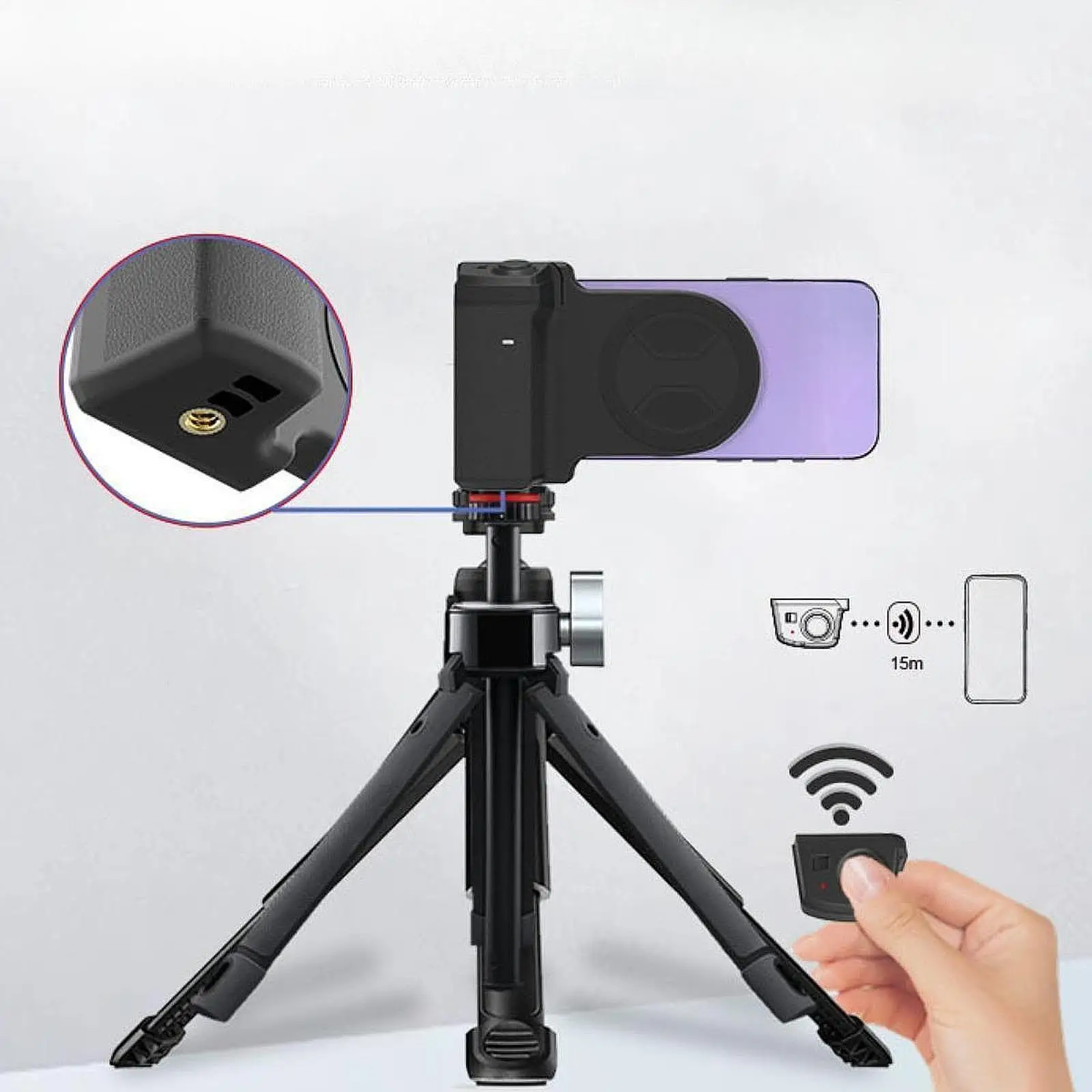 1/4 Screw Nut Tripod Mount Wireless Shutter Remote Magnetic Phone Camera Grip