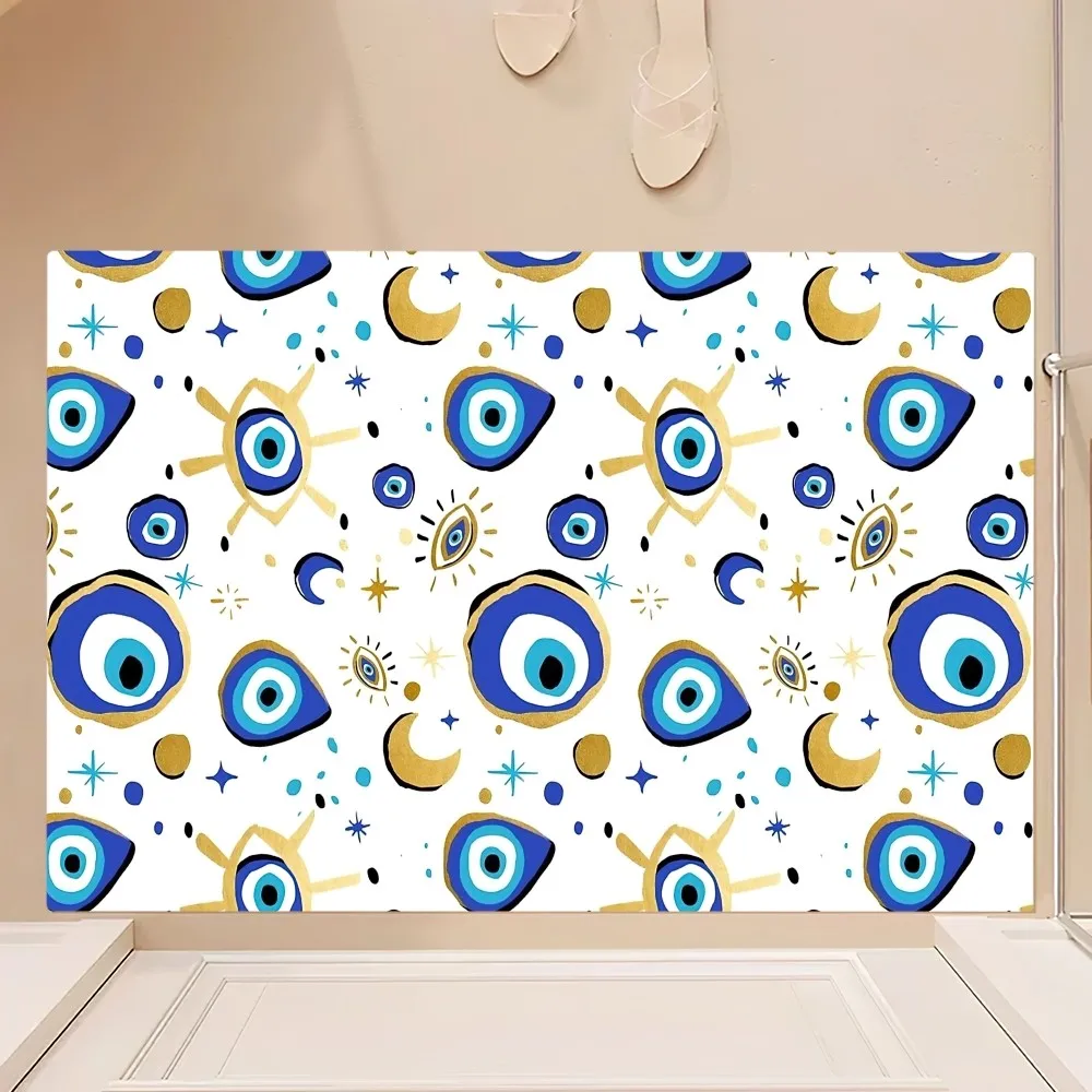 Lucky Eye Blue Evil Eyes Floor Mat Bedroom Kitchen Door Bath House Super Absorbent Foot Non-slip