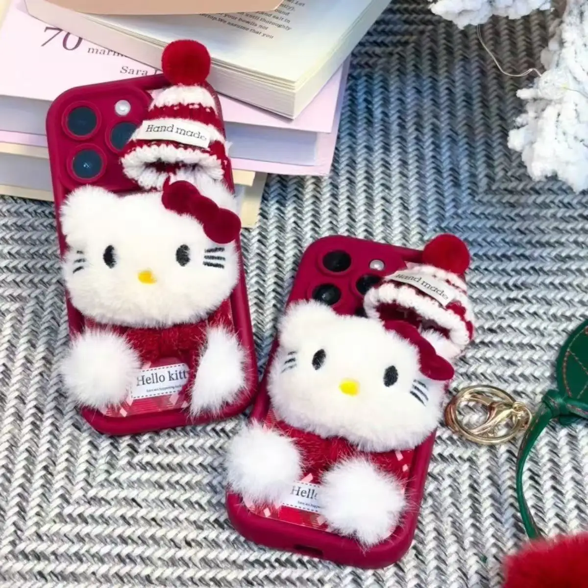 Custodia per cellulare Sanrio Kawaii Hello Kitty natalizia 17 Pro Max Custodia per telefono resistente alle macchie iPhone 15/16 Pacchetto completo Modello marea