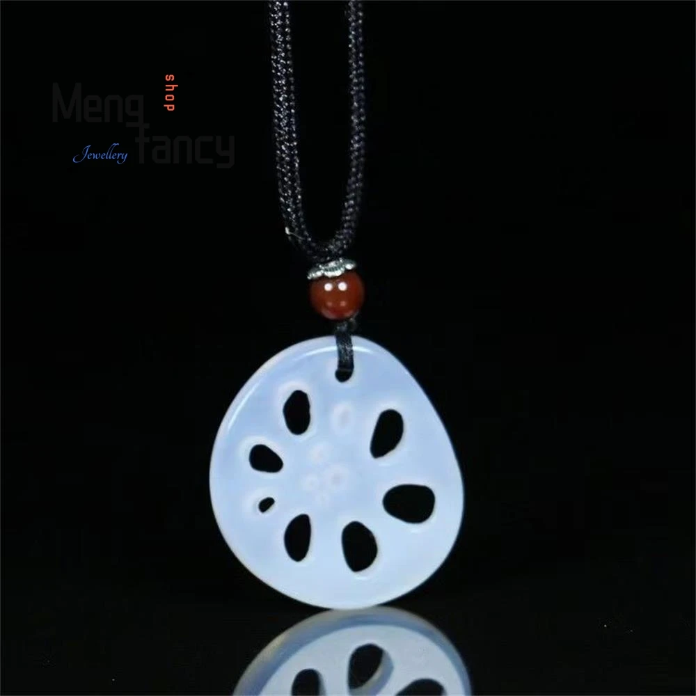 

Natural White Agate Lotus Root Slice Exquisite Elegant Simple High-grade Pendant Chalcedony Luxury Quality Fashion Fine Jewelry