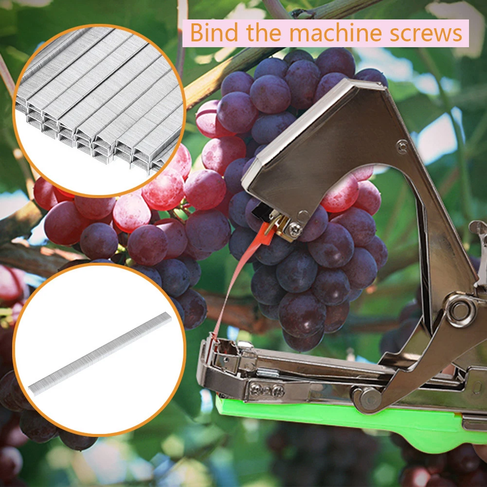 Hand Tying Binding Machine with 6 Roll Tapes +1 Box Staples Plant Tying Tapetool Grape Vine Stapler for Vegetables Pepper Vines