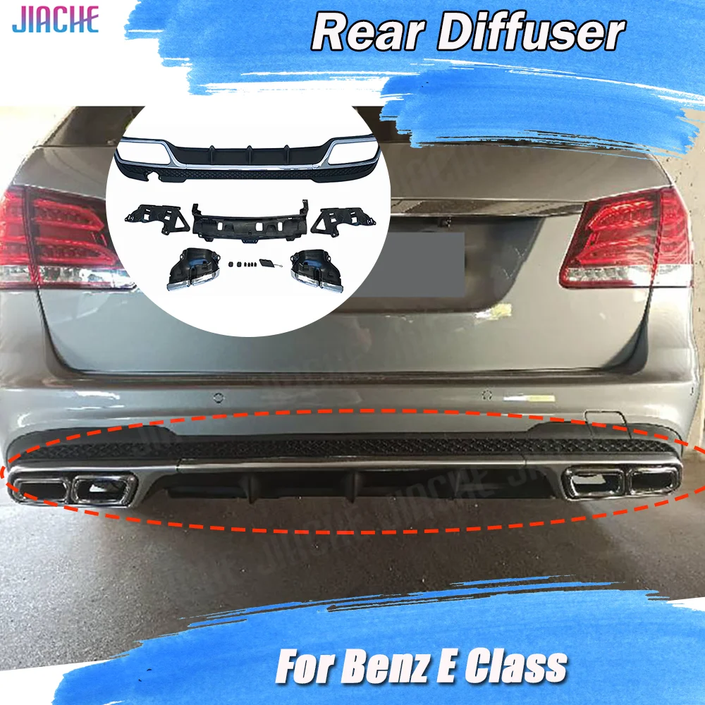 Heckdiffusor mit Auspuffspitzen für Benz E-Klasse W212 E350 E400 E63 AMG Sport 2013–2016, nicht für Standard-Heck-Bunper-Lippenspoiler