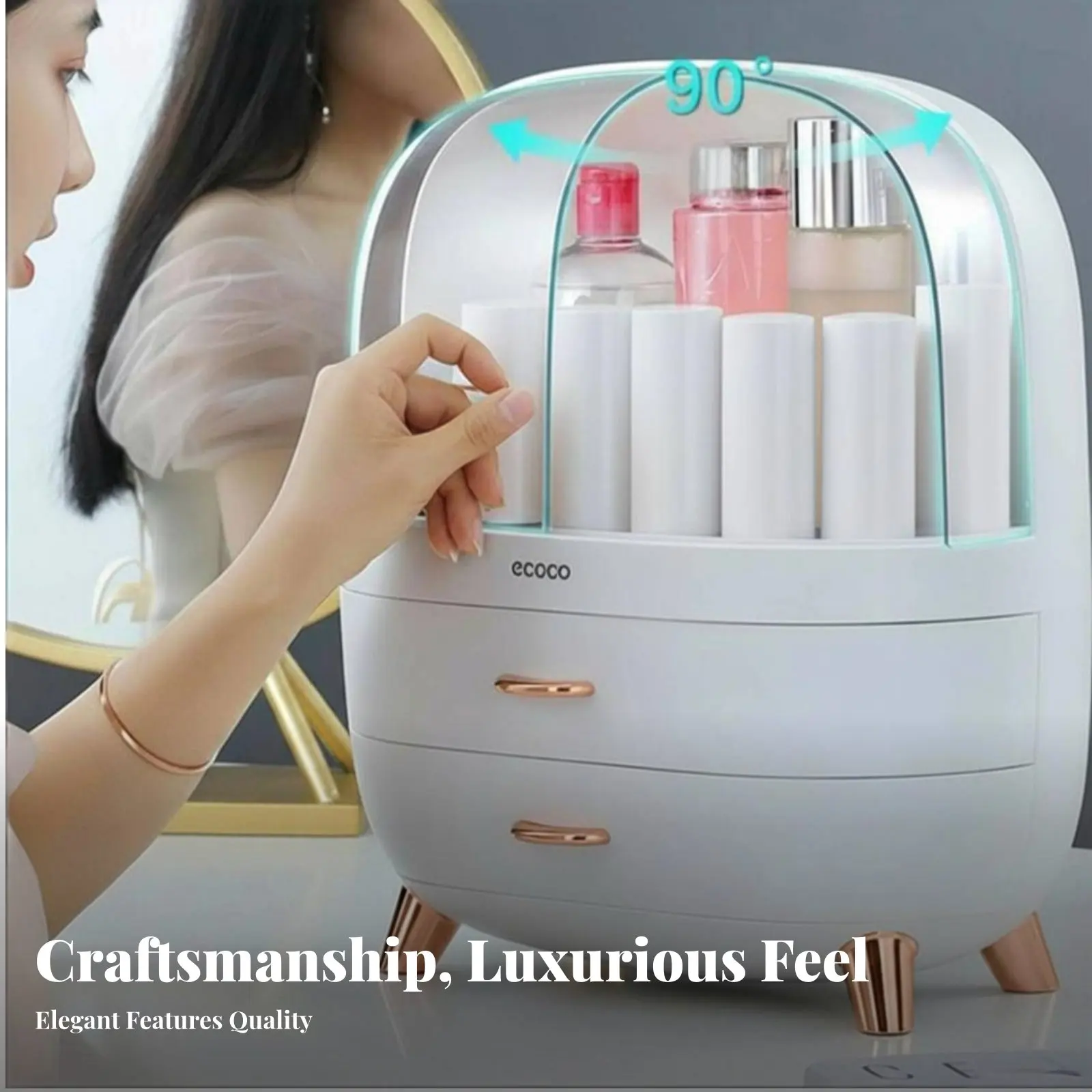 

Прозрачный кейс для косметики с выдвижными ящиками, устойчивый к загрязнениям, прозрачный многоуровневый органайзер, долговечный, для любителей косметики