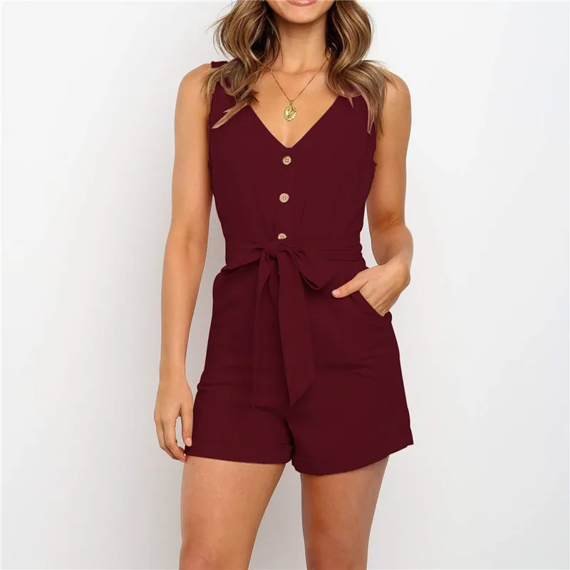 Dames Casual Jumpsuit Zomer Effen Losse Wijde Pijpen Broek Bib Overalls Mode Zak Mouwloze Band Baggy Streetwear Rompertjes