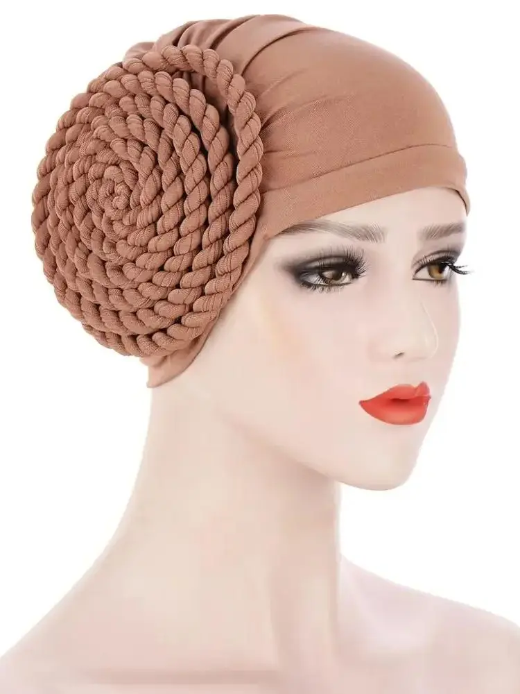 2020 tinta unita India turbante cofano arabo avvolgere la testa sciarpa pronto da indossare Hijab cappello musulmano copricapo donna interno Hijab Caps