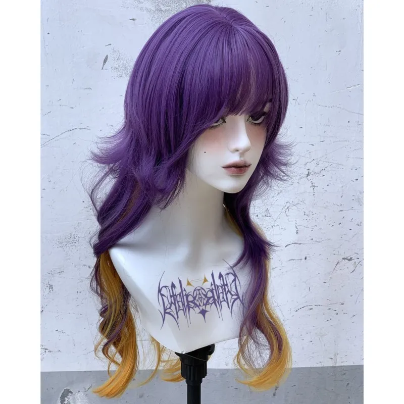 

Wig Female Long Curly Purple Gradient Lolita Style Cosplay Punk Dress up Props