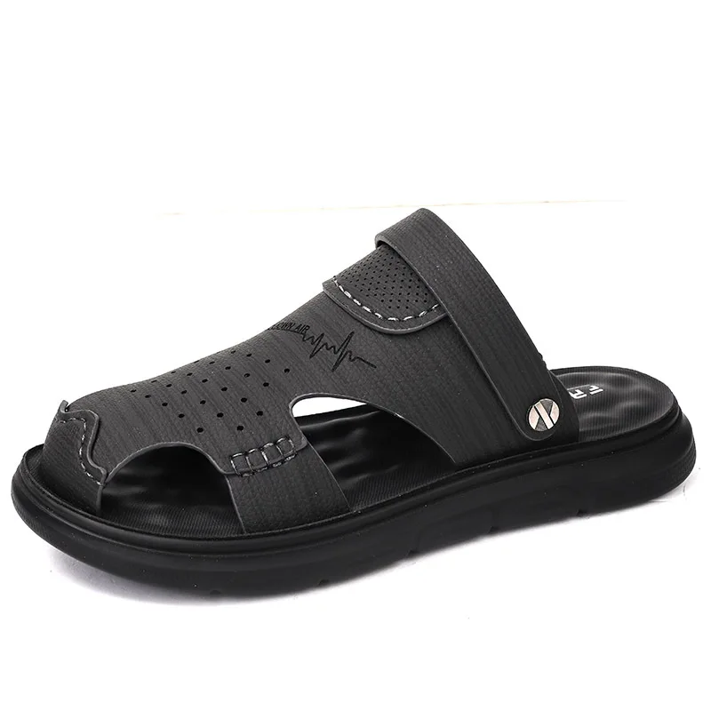 Men's Sandals 2023 Summer New Baotou Beach Shoes Ventilate Breathe Freely Two Wear Driving Outwear Thick Sole Casual