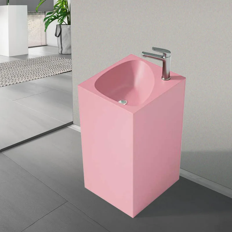 Luxury Floor standing Bathroom Sink Colorful Wash basin High Quality Artificial stone Lavabo Modern Square Artistic Washbowl