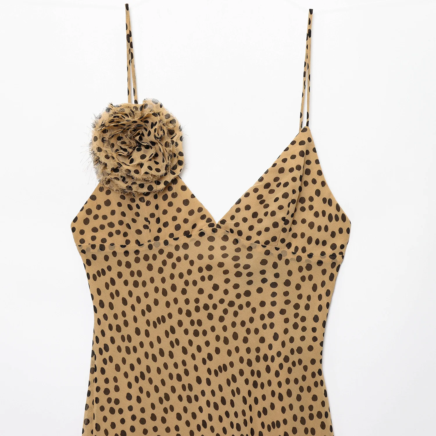 JNLEAOG printemps nouveau Faionable Floral décoré à pois Long Dr femmes Sle décontracté v-ne Svel fibre de Polyester