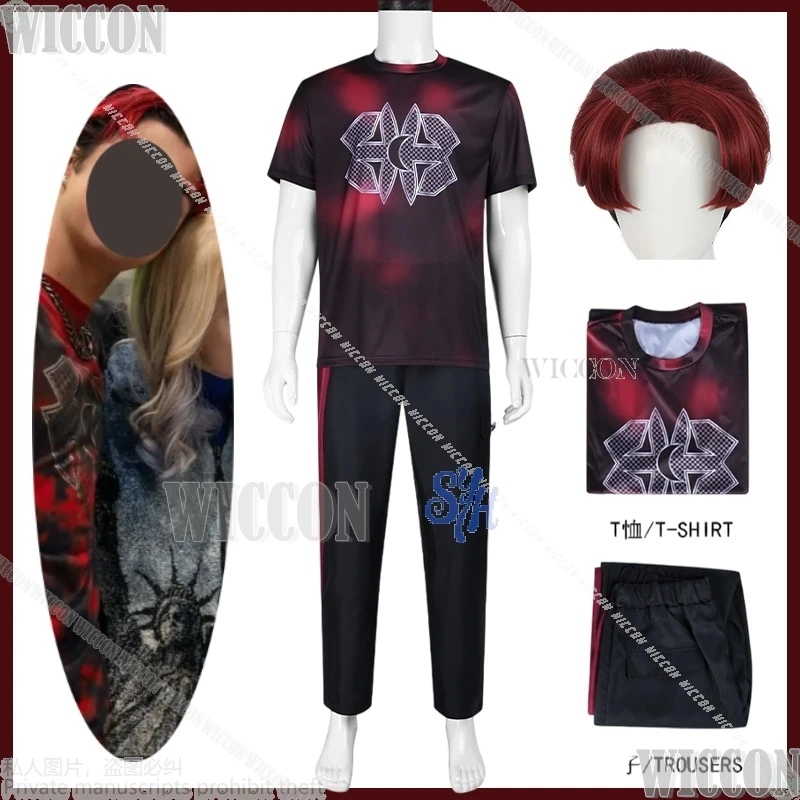 

Виктор Косплей Фильм Зомби Аниме Одежда Красный Черный Хип-Хоп Стили Панк Короткая Рубашка Y2K Униформа Парик Хэллоуин Comic Con Вечеринка