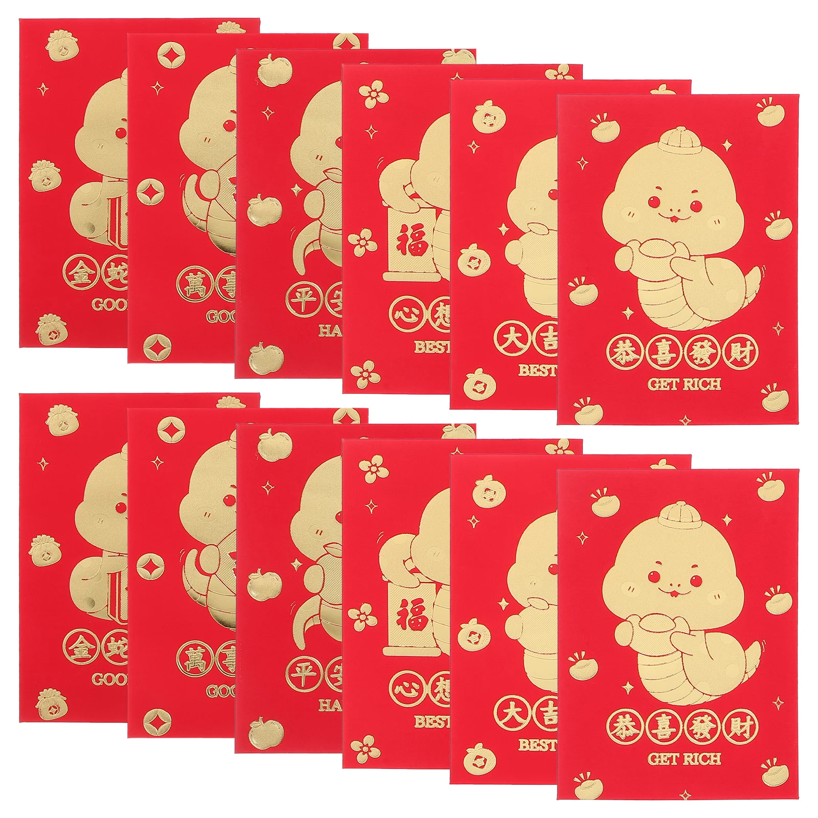

48 PCS Snake Zodiac Red Envelope Bag Chinese Envelopes for Money Cash Stuffing New Year Cartoon Wedding Paper Birthday