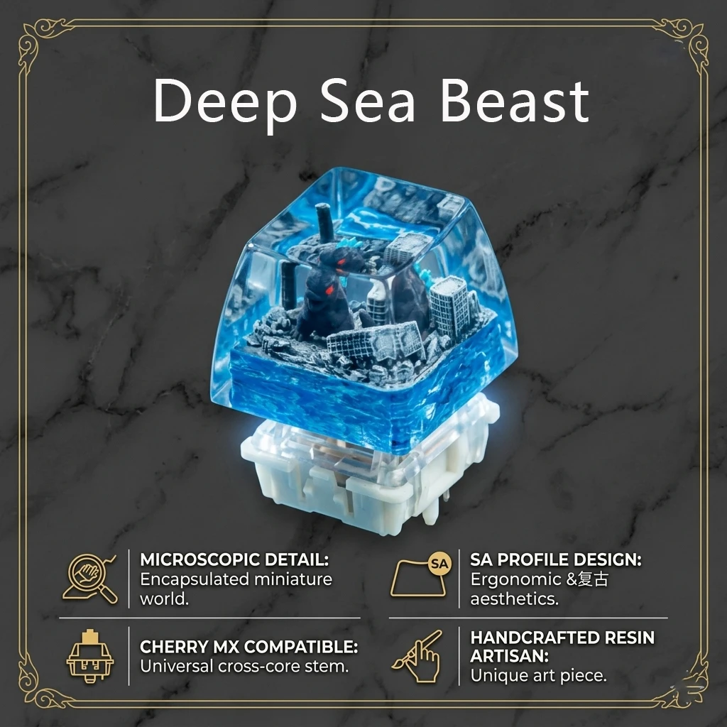 Deep Sea Beast  Artisan Keycap 1U ESC SA Handmade Resin Custom Keycap Compatible Cherry MX Mechanical Keyboard