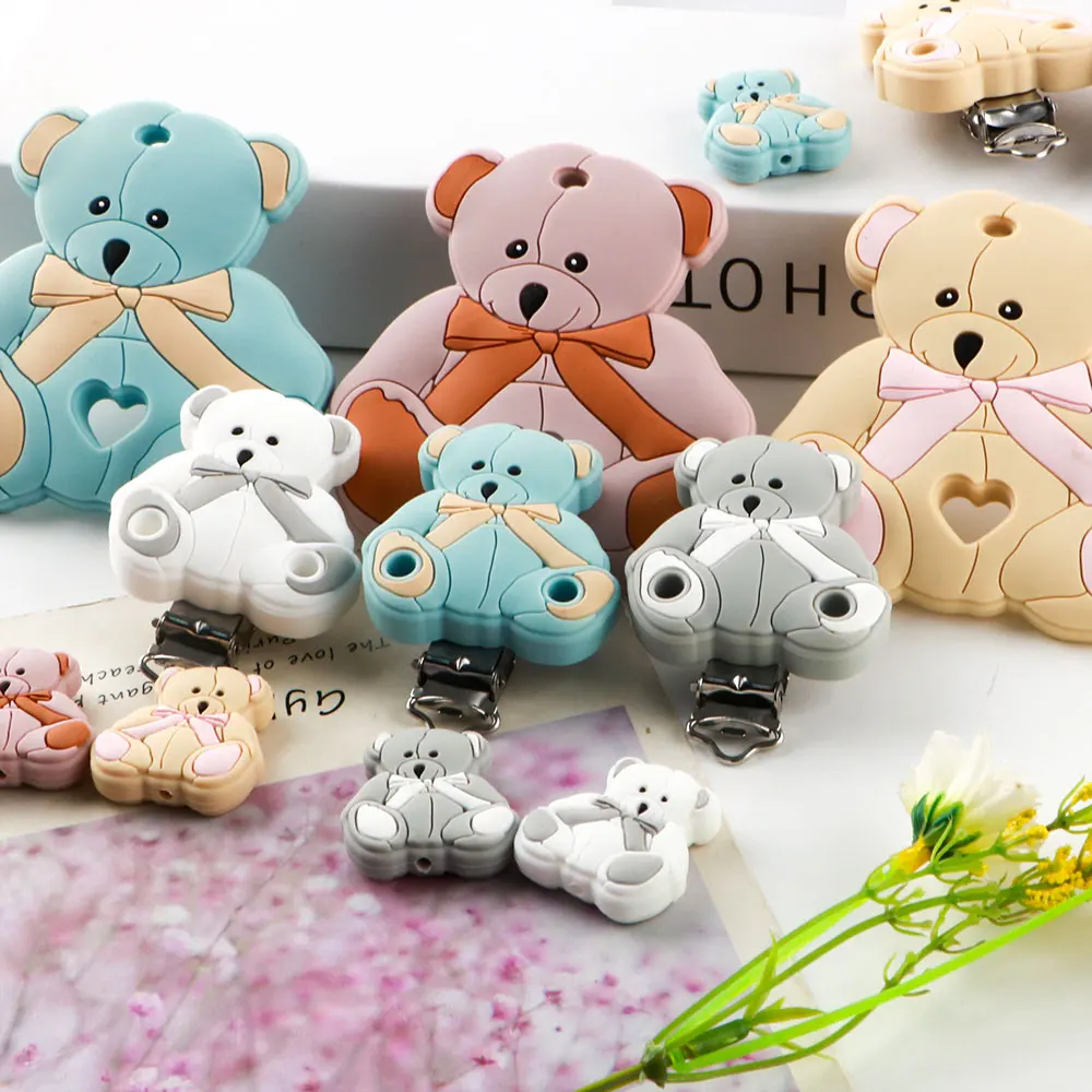 Kovict Cute Animal Silicone Clip Silicone Bead For Jewelry Making DIY Pacifier Chain Accessories Use On Pens