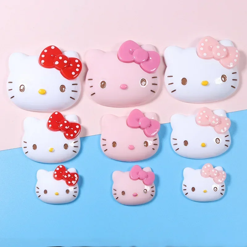 2/5pcs Cute Sanrio Hellokitty Bow Tie Resin Flatback Supplies Diy Cartoon Resin Crafts Materials Scrapbooking Embellisdment