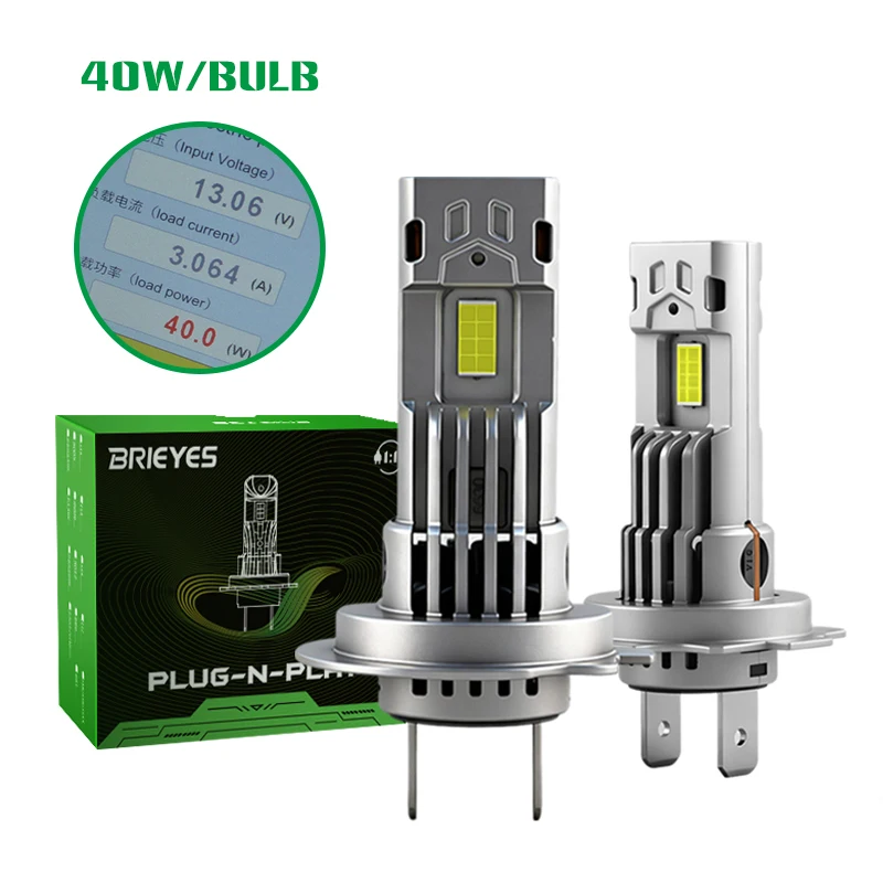 

2-Pack H7 H7LL Car LED Headlight Bulbs 40W 400% Brighter Than Halogen Bulb 6500K White Light 1:1 Size Non-polarity Plug and Play