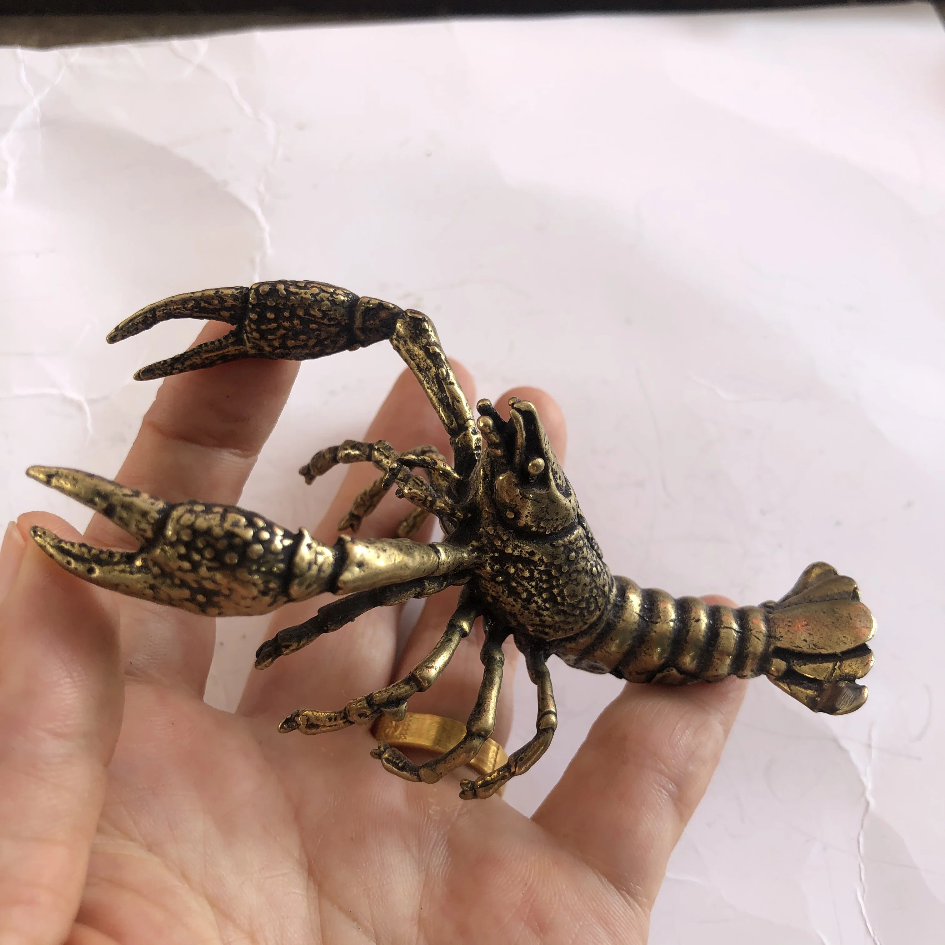 Crayfish Tea Pet Small Ornaments Handmade Small Bronze Ware Play Collections Chinese Retro