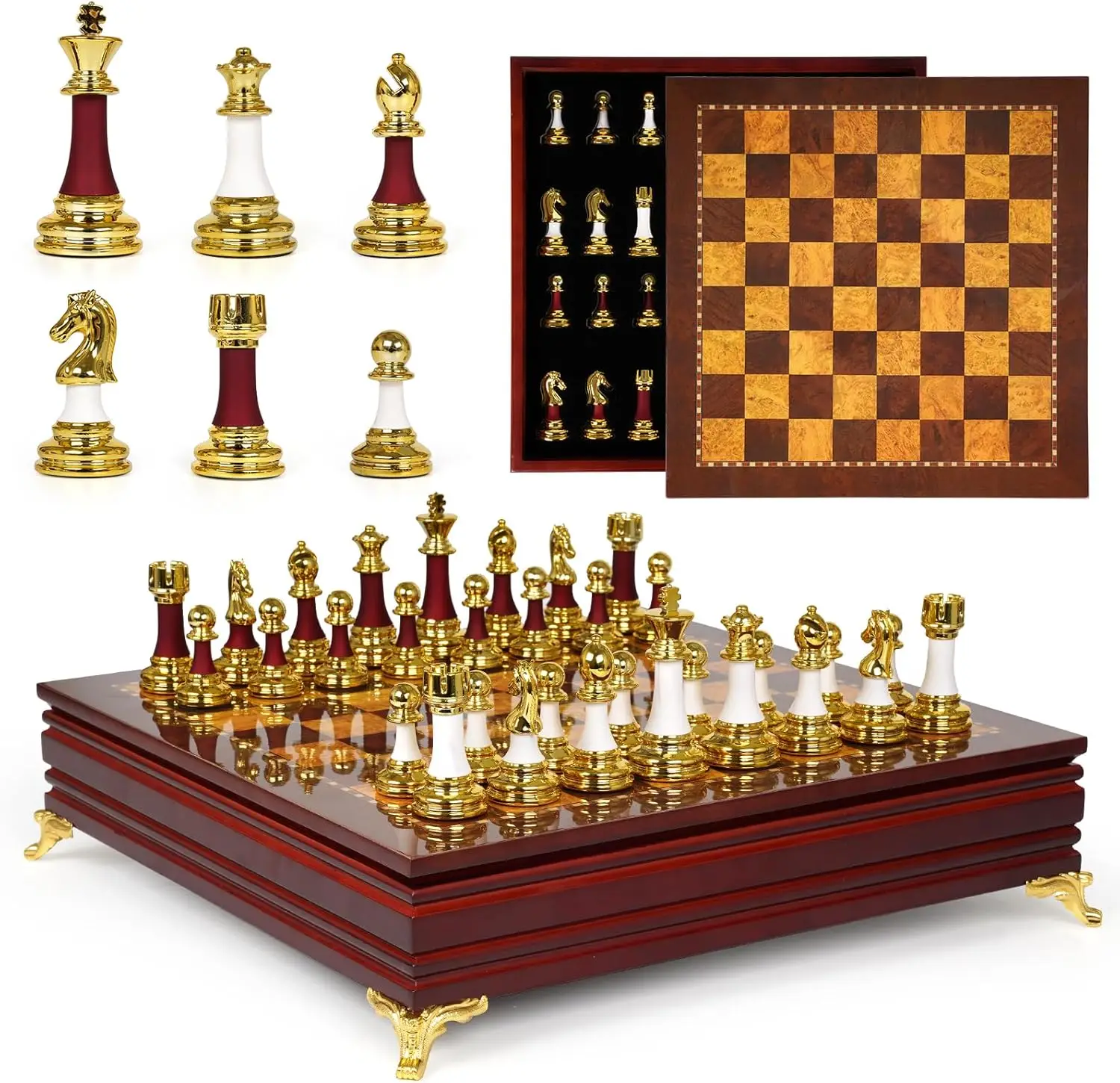 

15-Inch Weighted Chess Set with Wood Board for Adults