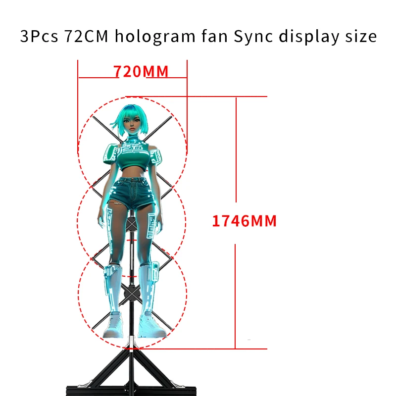 Proyector de holograma de sincronización de pared de vídeo, proyector de holograma publicitario, pantalla de ventilador led 3d para evento de Año