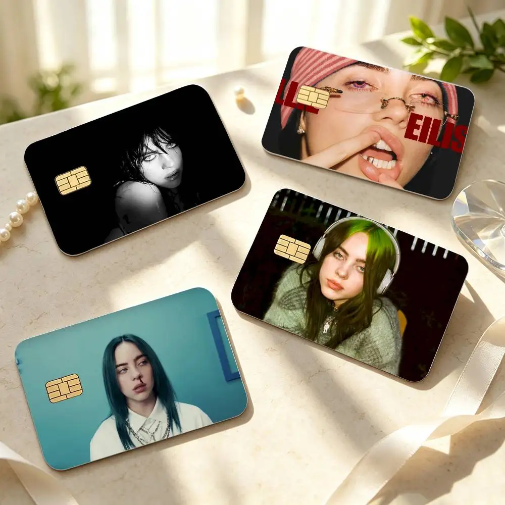 Fashion B-Billies E-Eilishs  HD Waterproof Credit Card Stickers Silicone Decals For Chip Game Cards Gift