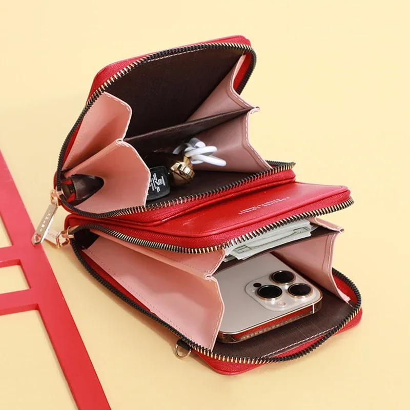 الماس شعرية الهاتف محفظة حقائب للنساء حقيبة يد جلدية ناعمة المرأة حقيبة محفظة سعة كبيرة حقيبة كتف الإناث Crossbody #3