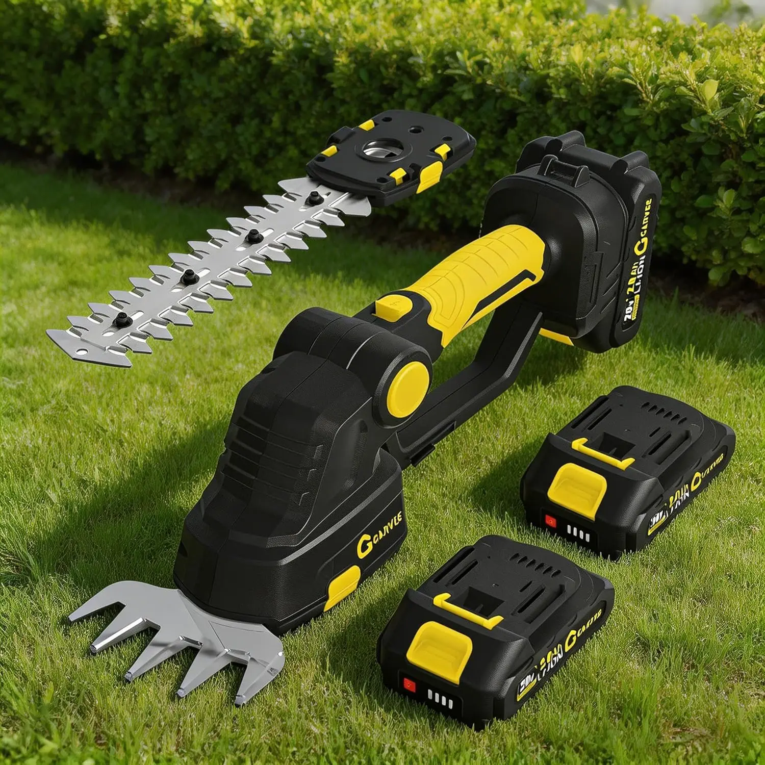 

2-in-1 Cordless Hedge Trimmer & Grass Shears,20V Electric Handheld Shrub Trimmer with 2PCS 2.0Ah Batteries & Charger, for Lawn