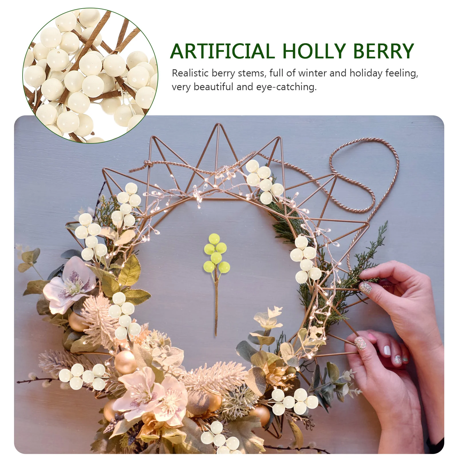 30 Pcs Garland Decor Artificial Berries Berry Stems Xmas Party Supplies Picks Christmas Tree Ornaments Branch Decoration White