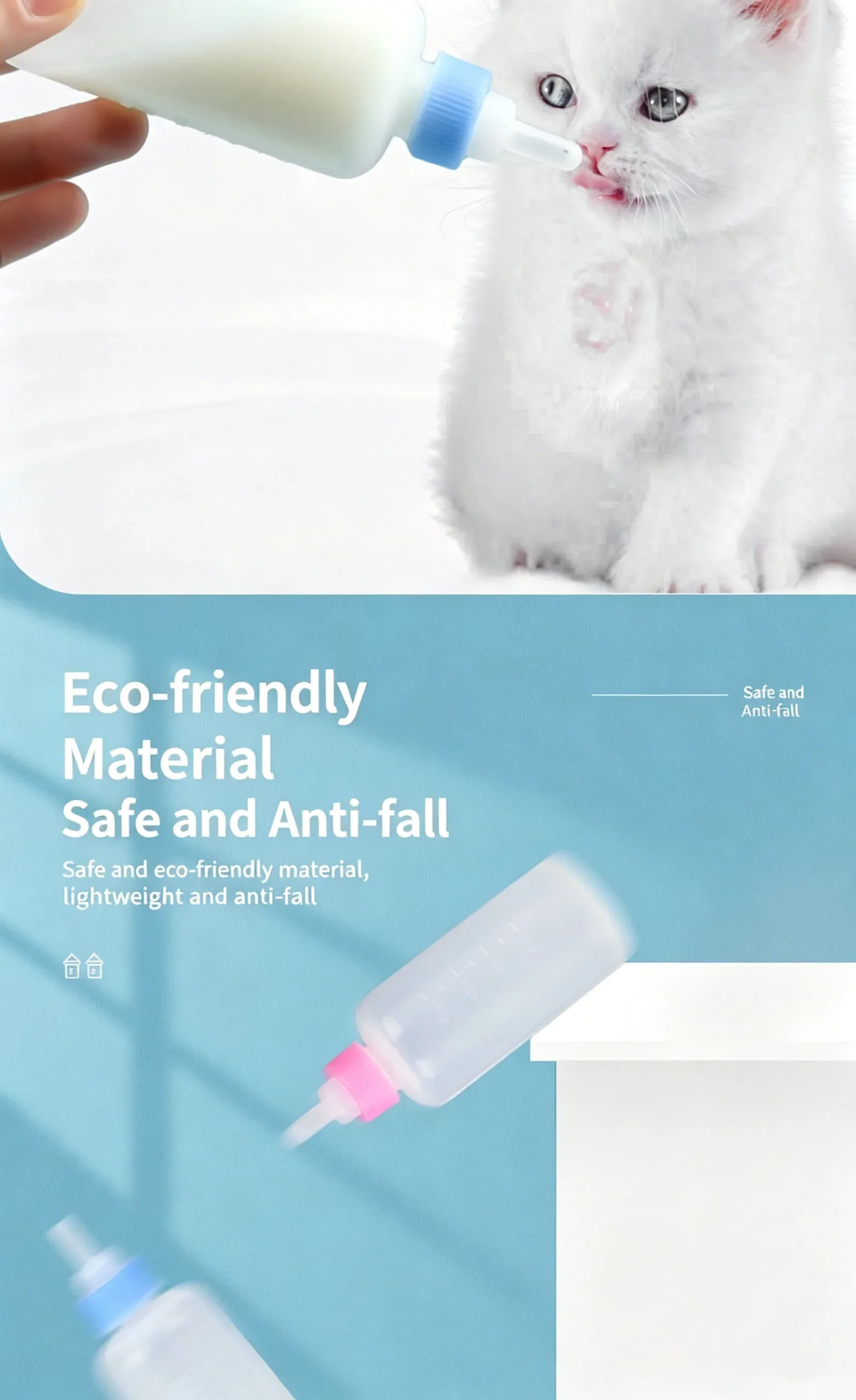 Pet Milk Bottle Feeding Set For Kitten Puppy Small Animals 60ml Soft Silicone Nipple Nursing Bottle With Cleaning Brush Replacem view 5