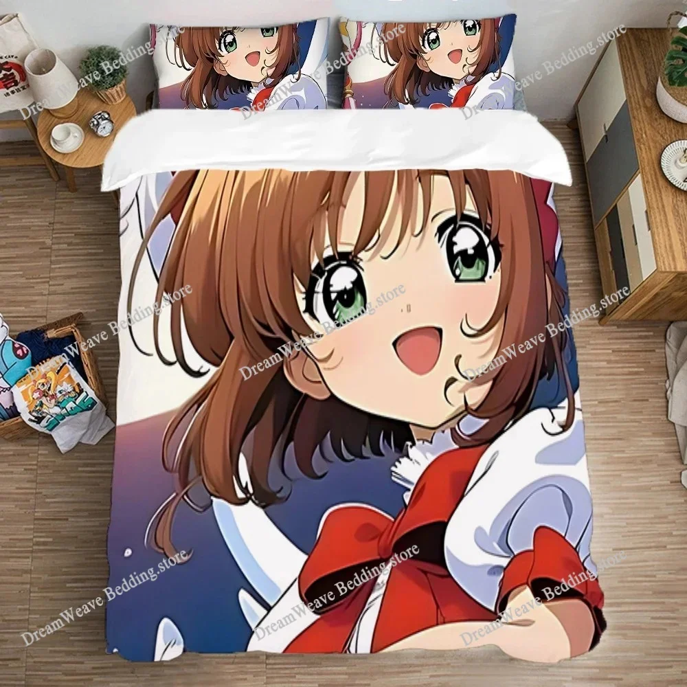 Art Quilt Cover Set Anime KINOMOTO SAKURA Queen Bed Comforter Sets Duvet Covers Single Double Large Size Bedding Decorations9639