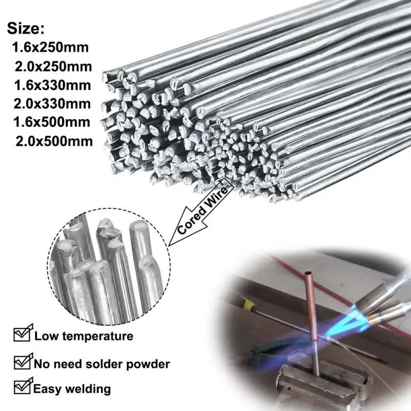 30pcs~10PcsLow Temperature Easy Melt Aluminum Universal Silver Welding Rod Cored Wire Rod Solder No Need Solder Powder Weld Bar