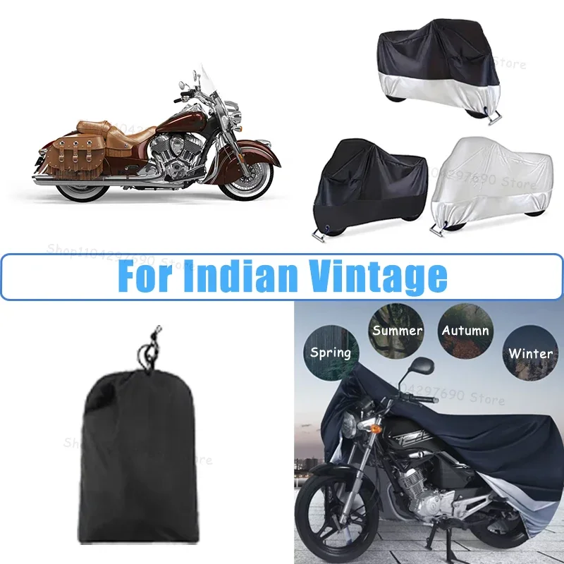 210D Oxford Motorcycle Cover Waterproof All Season UV Protection For Indian Vintage Anti-Tear Windproof Motorbike Cover