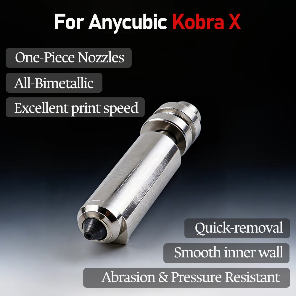 For Anycubic Kobra X/4 Nozzle KX Bimetal Nozzles 0.25/0.6/0.8/0.4mm One-piece Hotend Nozzle Resistant 300℃ For KobraX 3D Printer