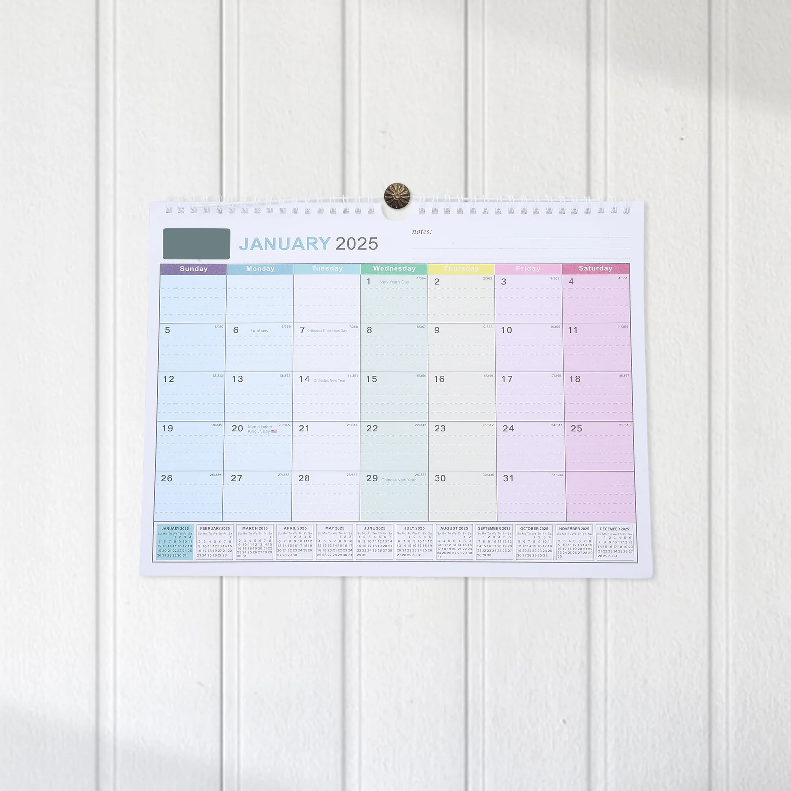 

5pcs Fsc Paper Wall Calendar Monthly Planner With Holidays Vertical Yearly Organizer For Office Home Family Dorm Spacesaving