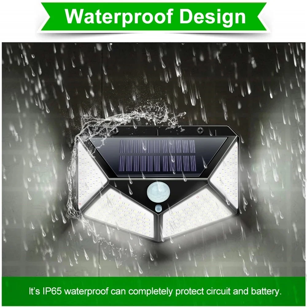 1/2/4/8/10pcs 100 Led Solar Power Wall Light Motion Sensor Waterproof Outdoor Garden Lamp